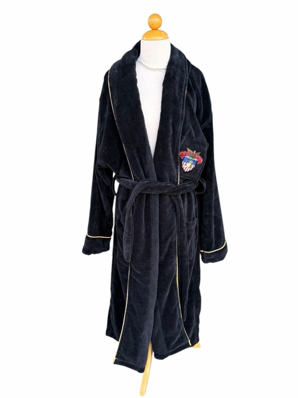 West Point Academy Thick Luxe Bathrobe Velour Terry Cloth Royal Comfort S/M GUC